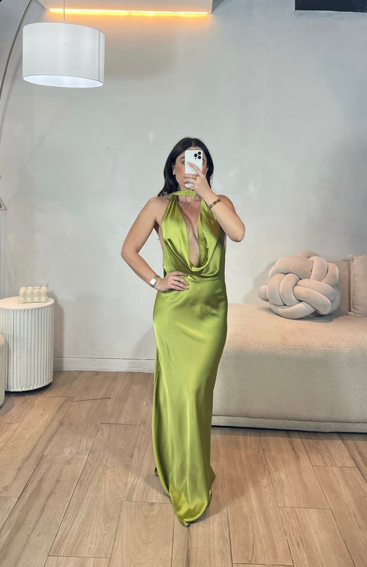 VESTIDO VERDE SATIN