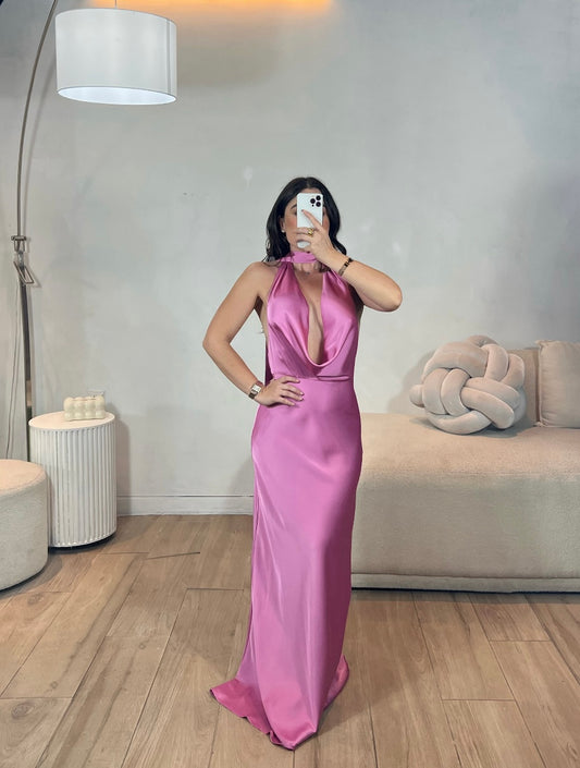 VESTIDO ROSA SATIN STOLA