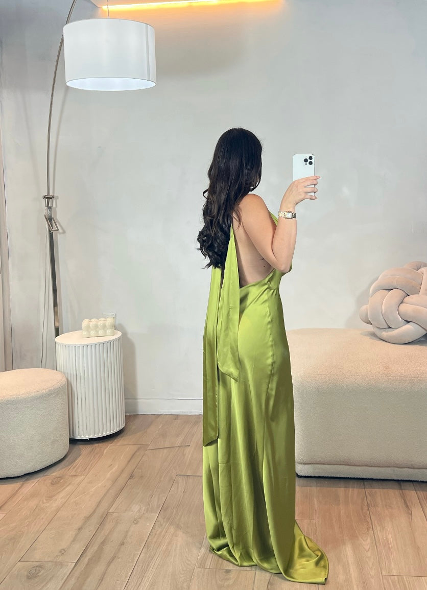 VESTIDO VERDE SATIN